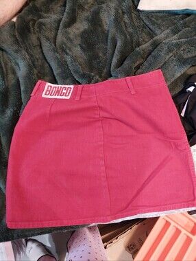 Bongo Red Jean Mini skirt